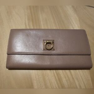 Salvatore Ferragamo Taupe Leather Wallet